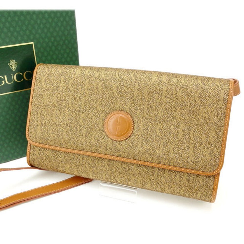 Gucci Clutch bag Logo Brown Woman Authentic Used Y1144